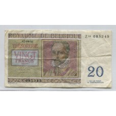 BELGICA 1956 20 FRANCOS  BILLETE EN BUEN ESTADO